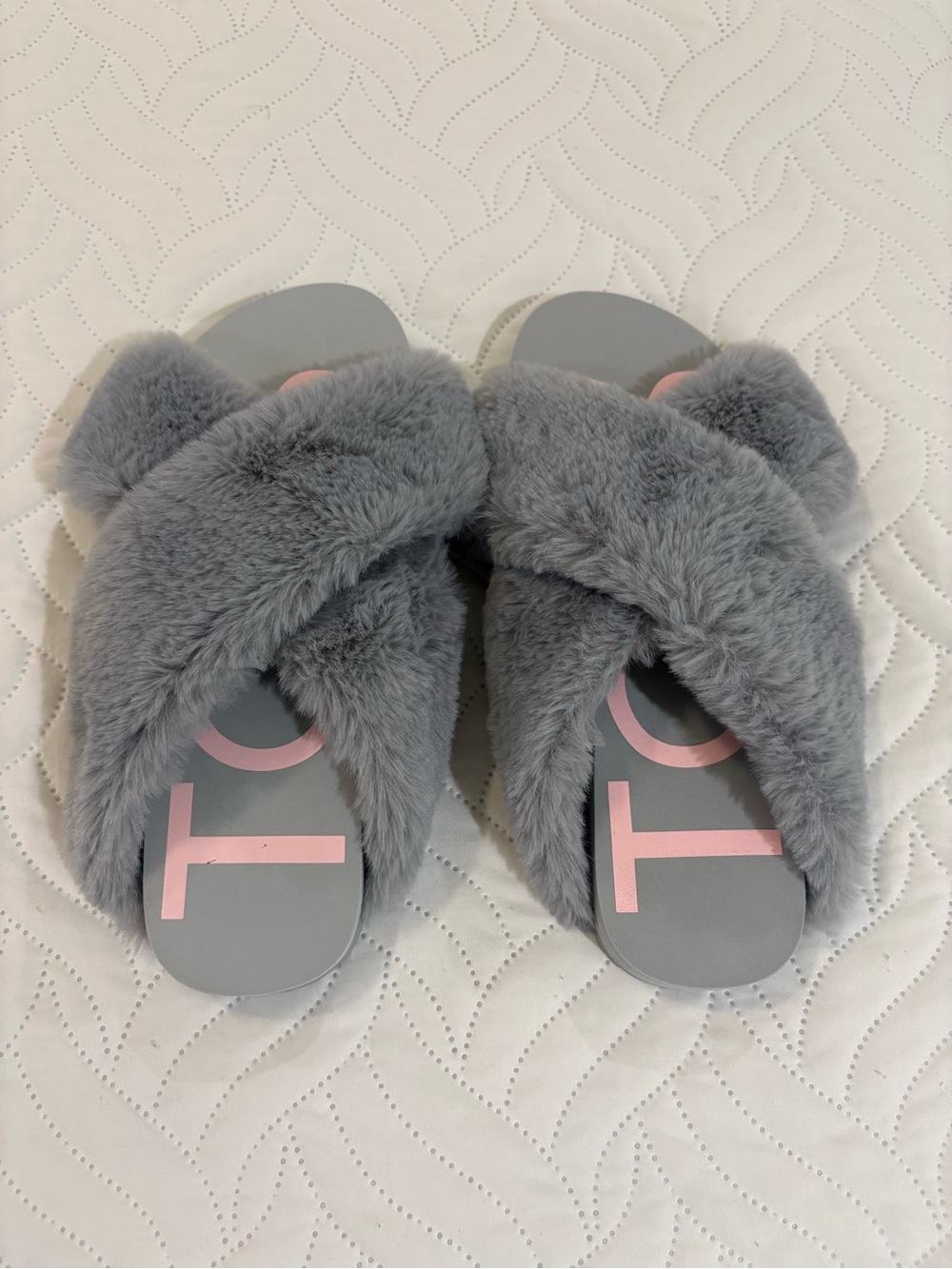 TOMS Susie Eva Faux Fur Slippers Gray Size 9
